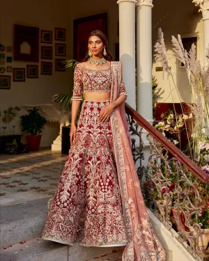 Designer Wedding Dark Red Indian Bridal Dress #BN1228