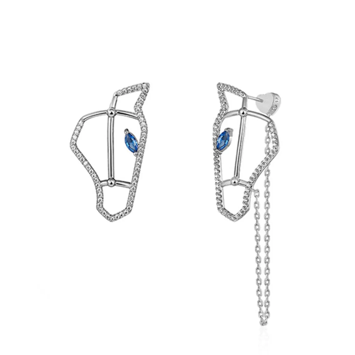Diamond and Sapphire Horse Stud Earrings