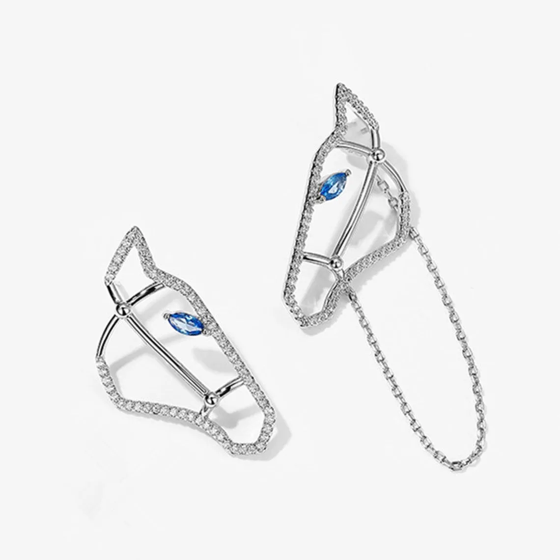 Diamond and Sapphire Horse Stud Earrings