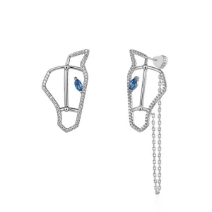 Diamond and Sapphire Horse Stud Earrings