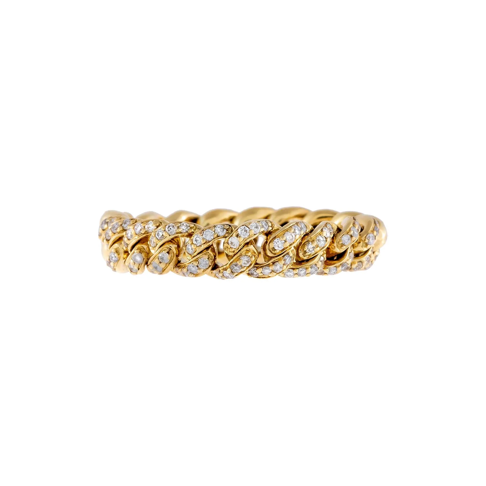 Diamond Chunky Cuban Chain Ring 14K