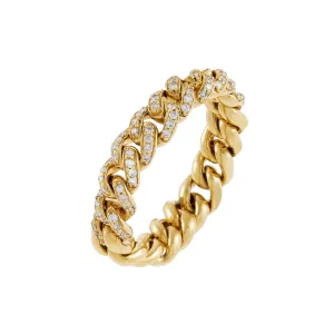 Diamond Chunky Cuban Chain Ring 14K