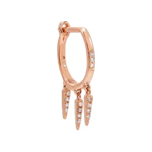 Diamond Dangling Multi Spike Huggie Earring 14K
