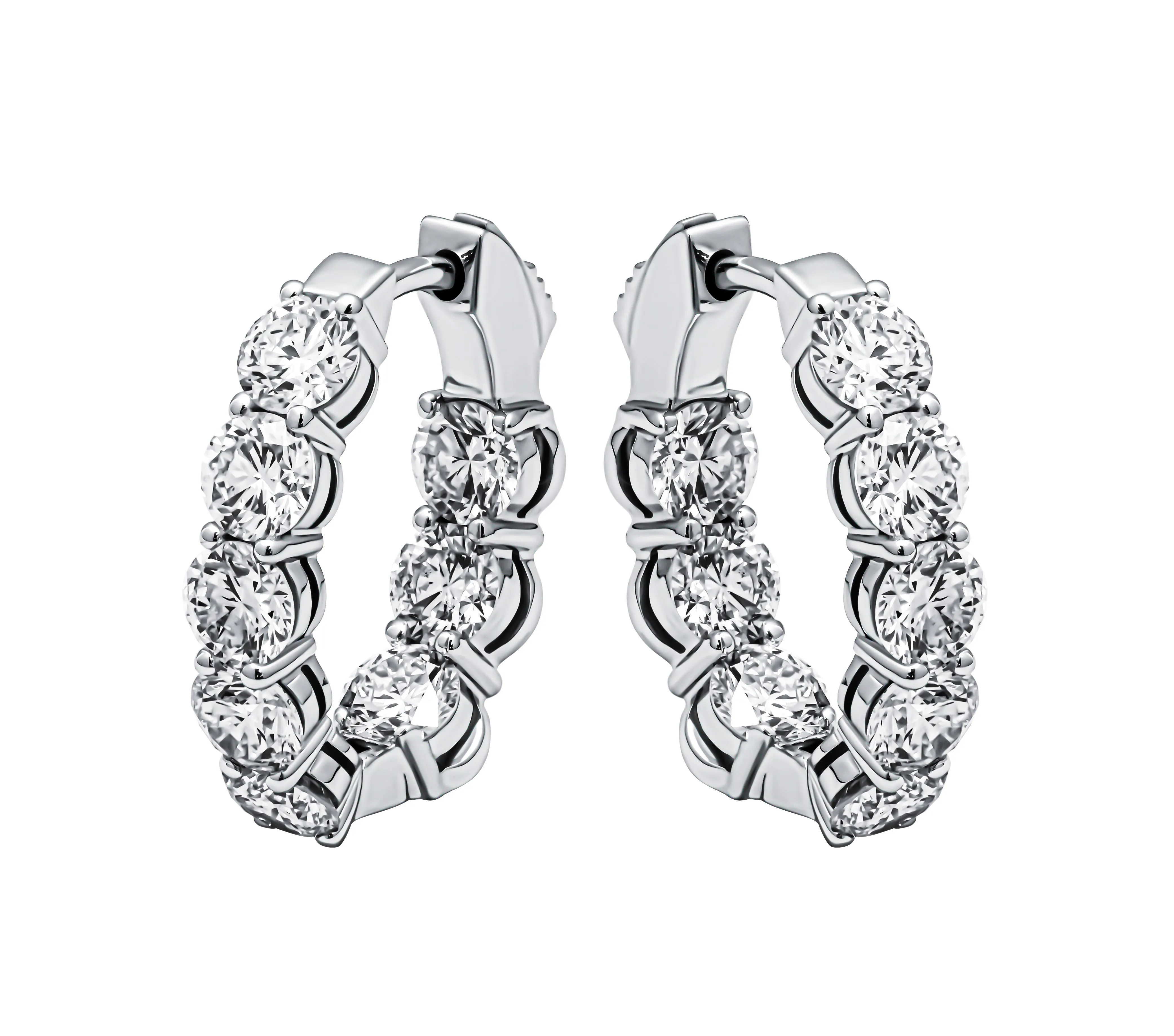 Diamond Hoop Earrings with Round Diamonds