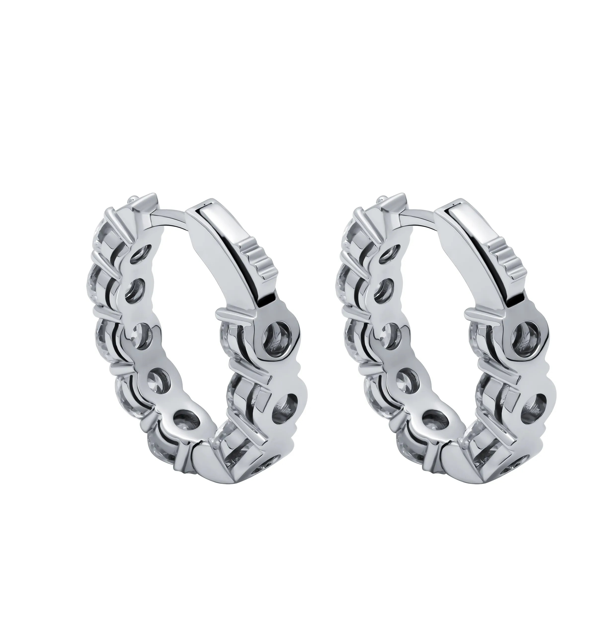Diamond Hoop Earrings with Round Diamonds