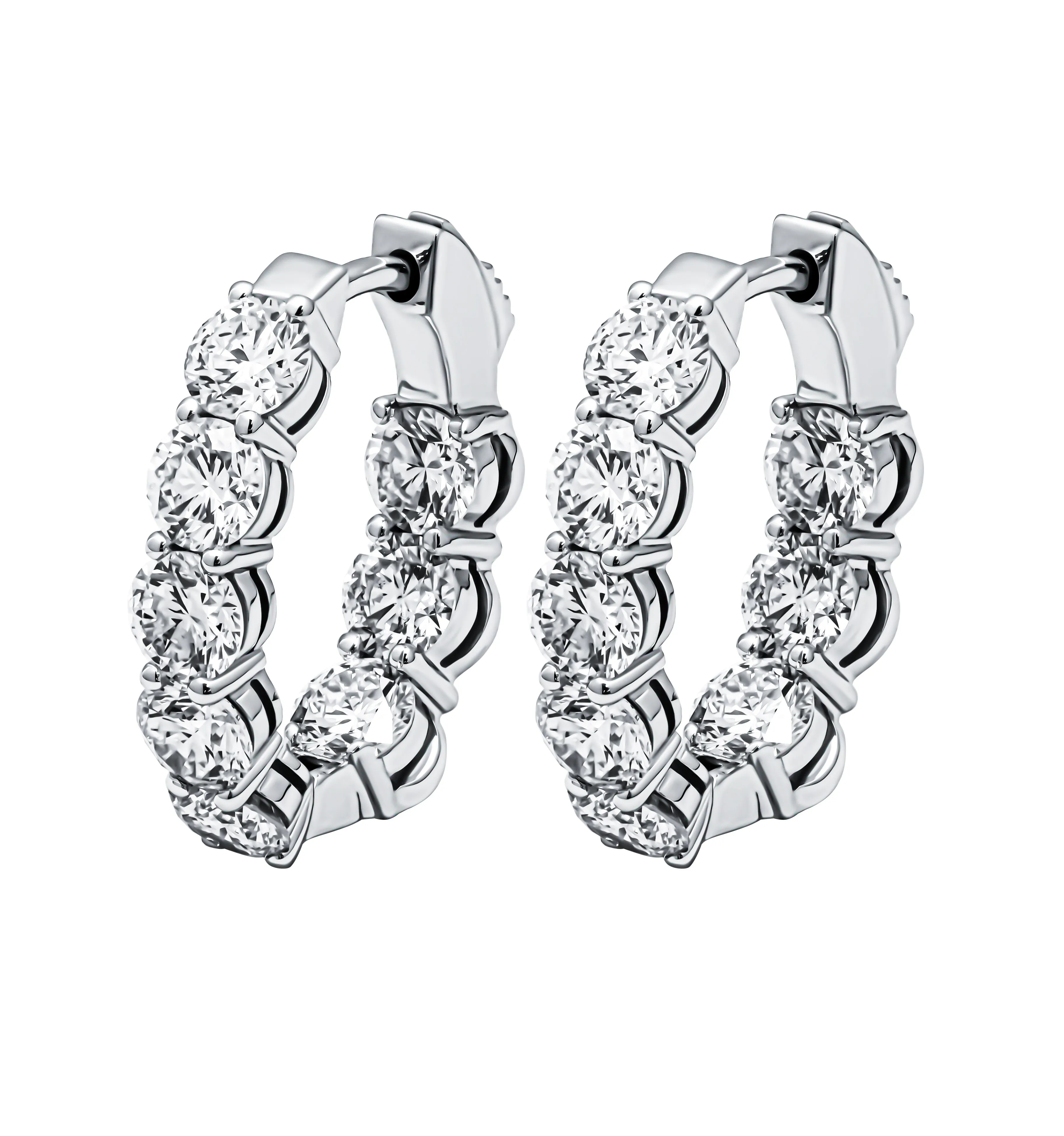 Diamond Hoop Earrings with Round Diamonds