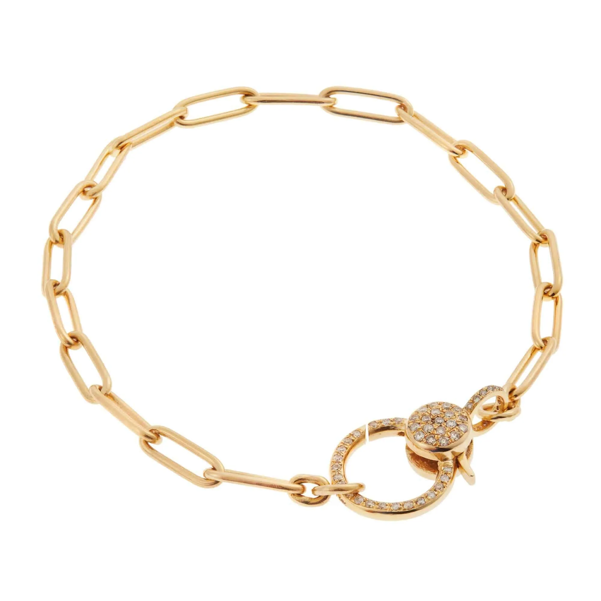 Diamond Lock Widelink Chain Bracelet