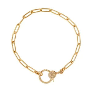 Diamond Lock Widelink Chain Bracelet