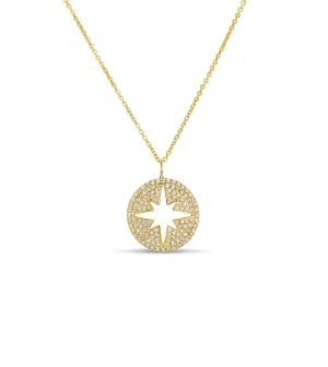 Diamond North Star Disc Necklace