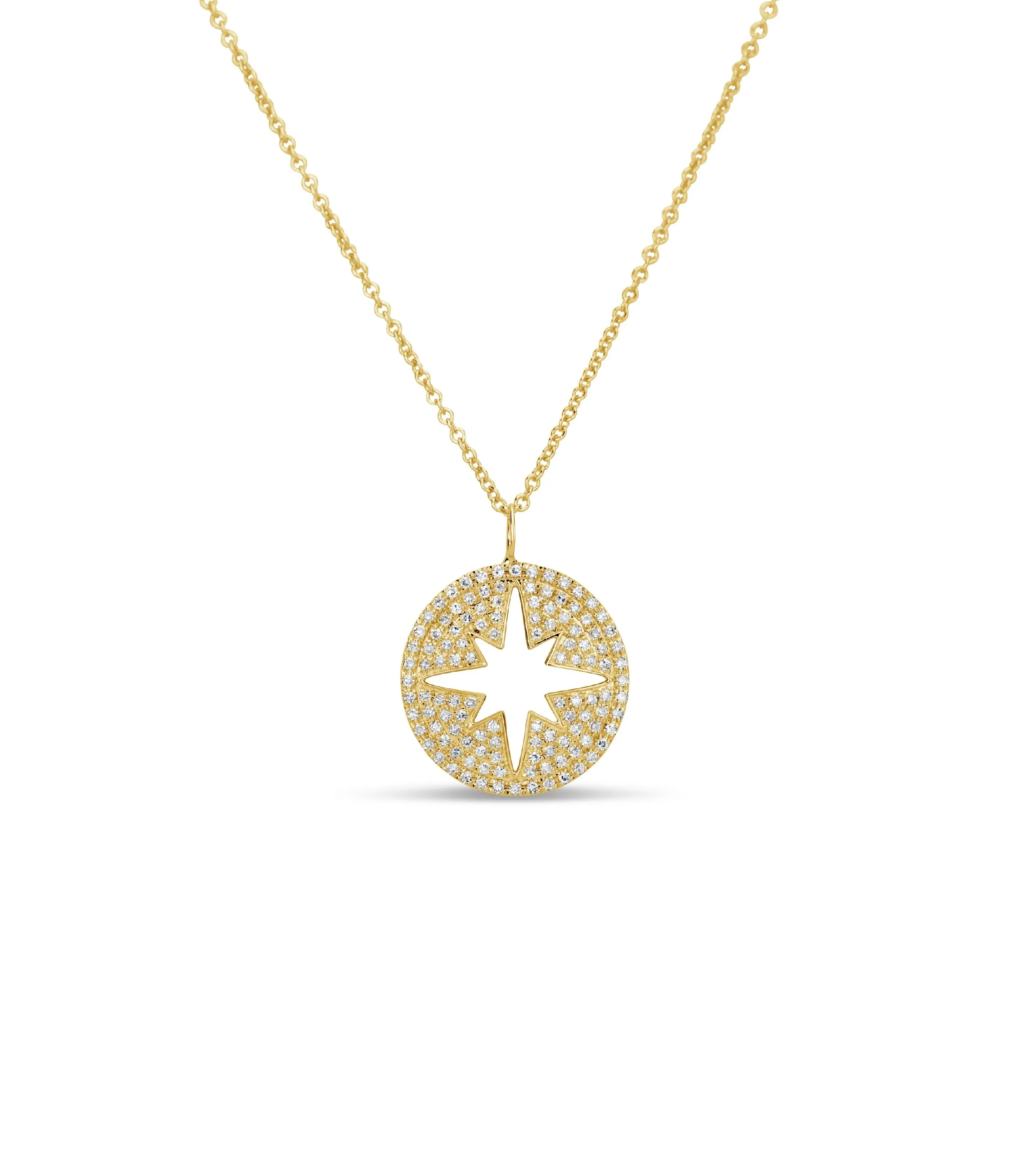 Diamond North Star Disc Necklace