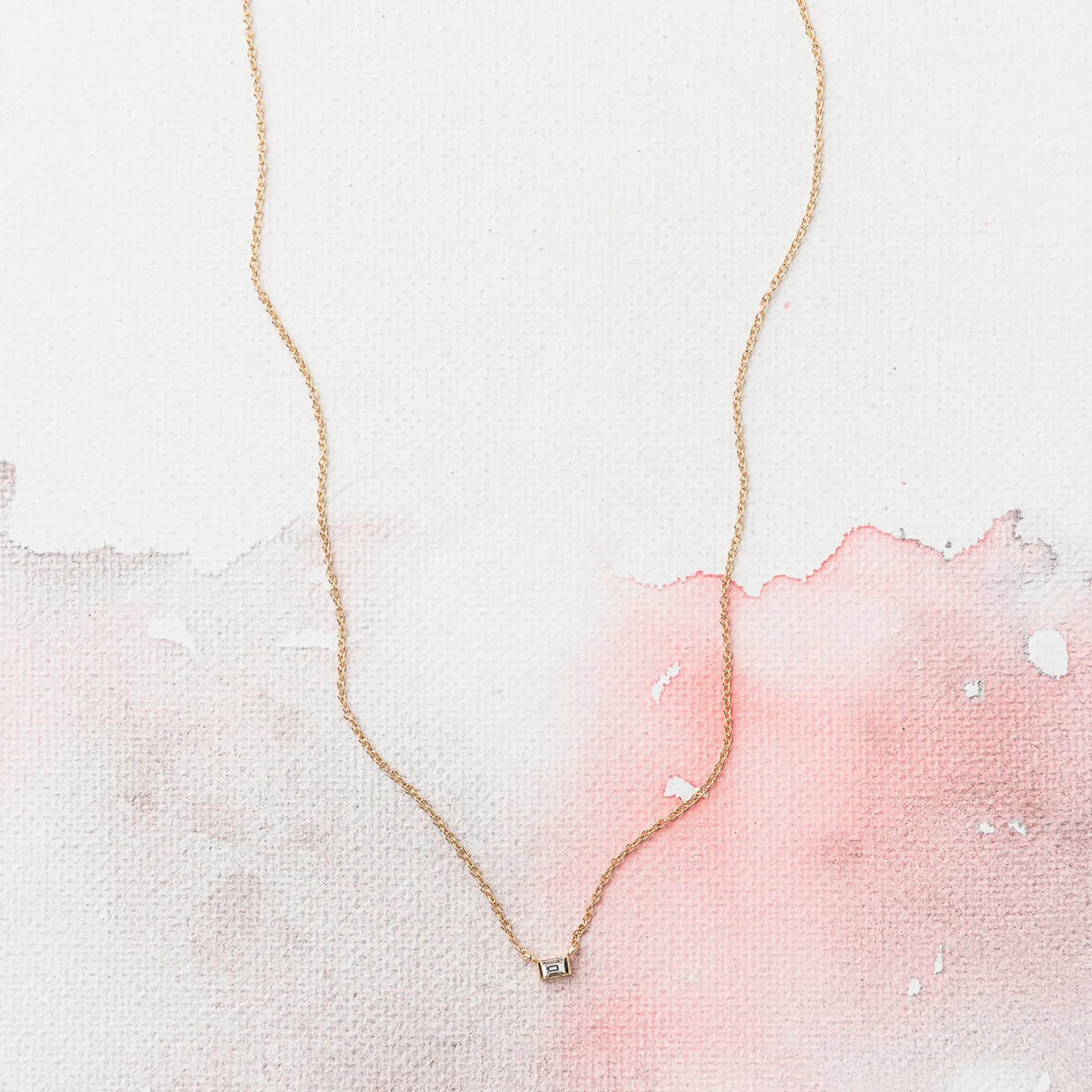 Diamond Petite Baguette Necklace in 14k Gold