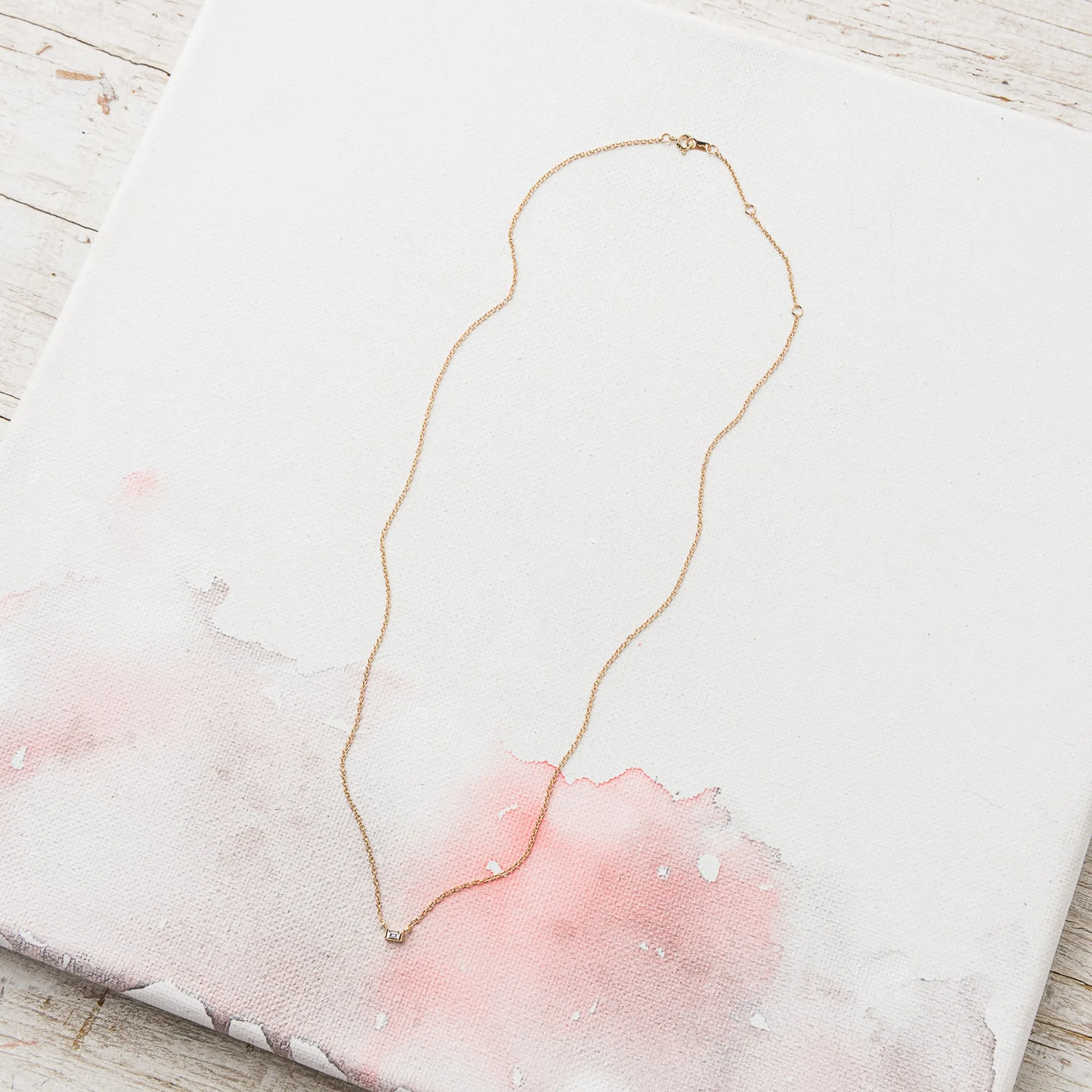 Diamond Petite Baguette Necklace in 14k Gold
