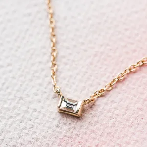 Diamond Petite Baguette Necklace in 14k Gold