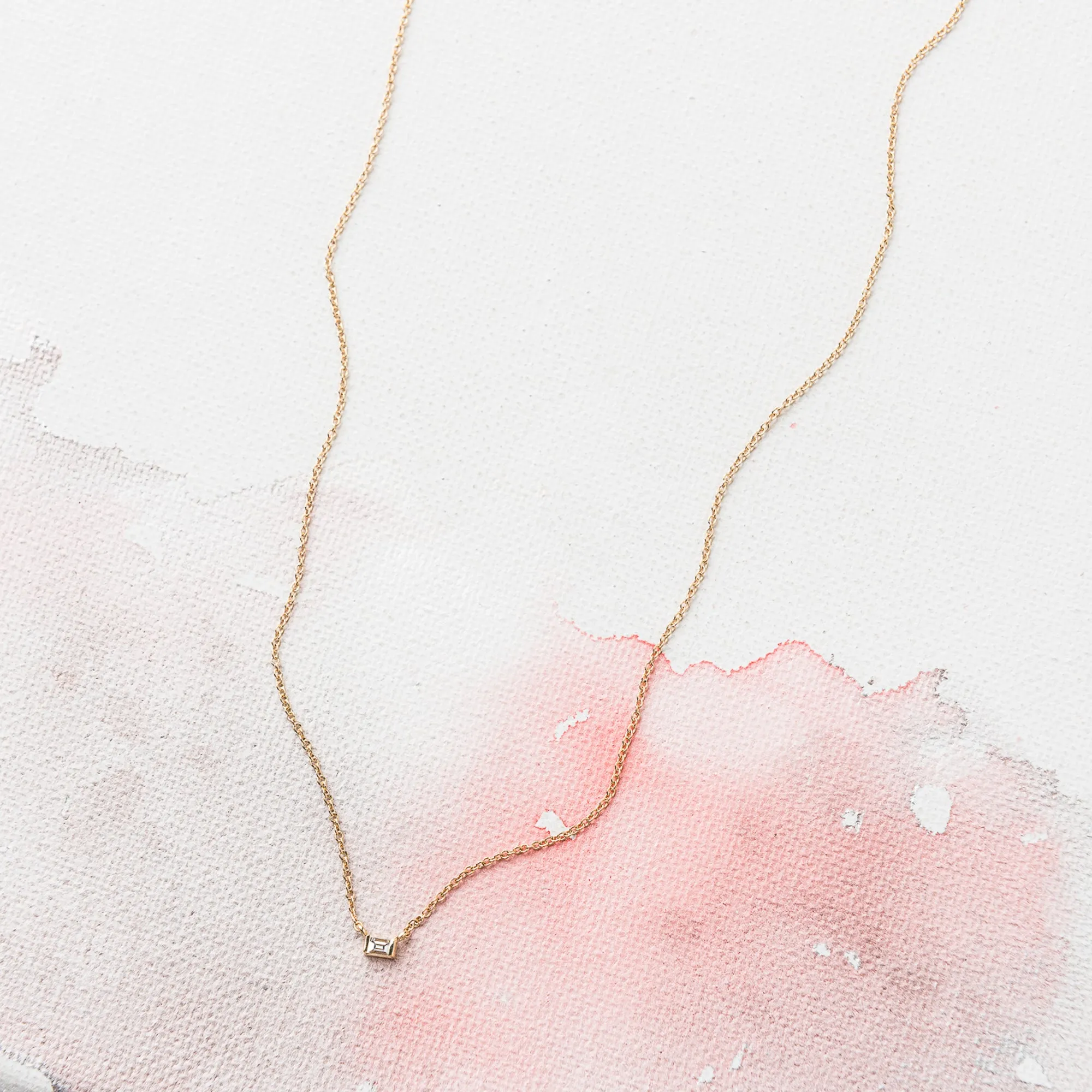Diamond Petite Baguette Necklace in 14k Gold