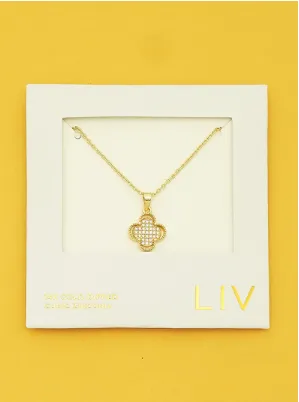 Dipped Quatrefoil Necklace - Gold