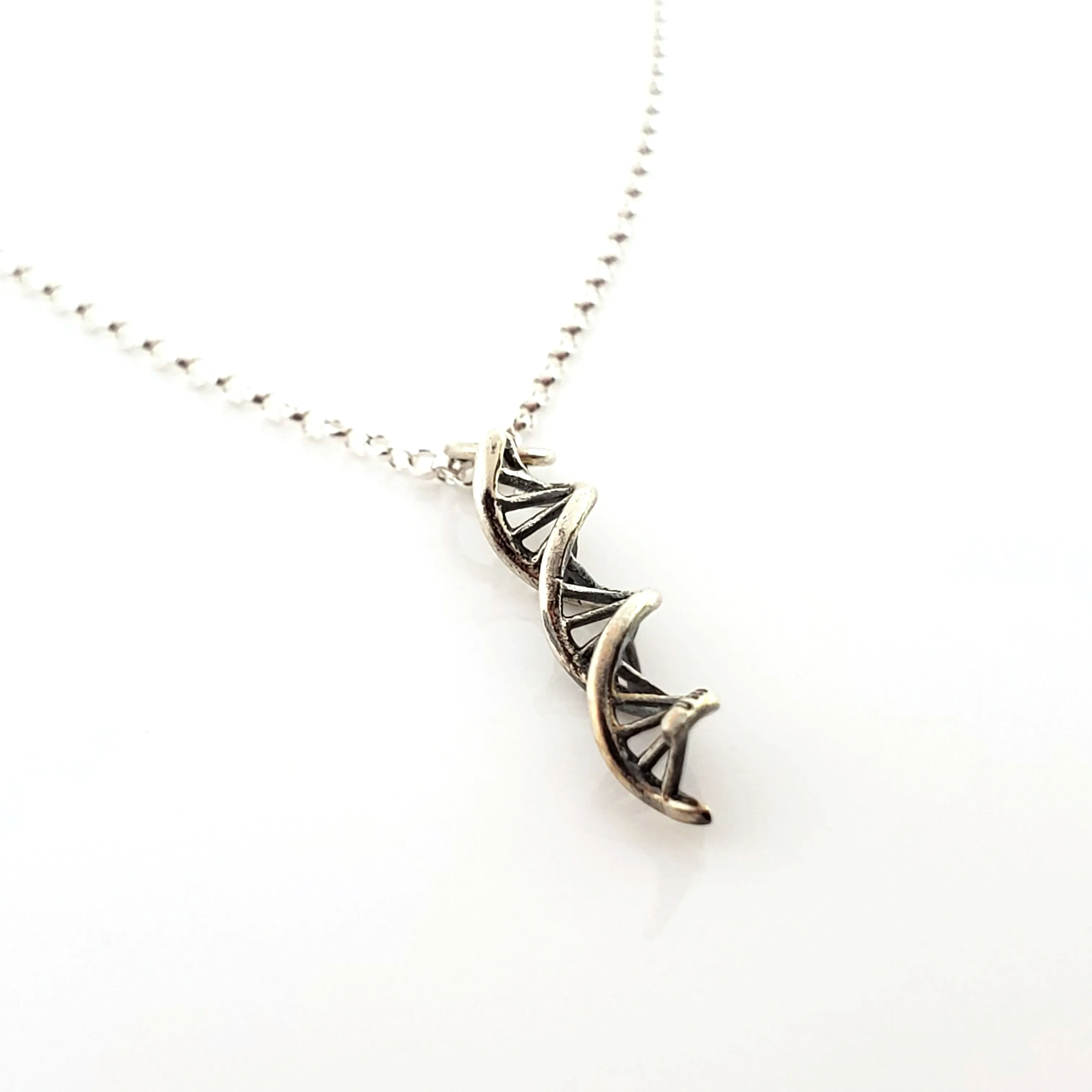 DNA Charm Necklace - Sterling Silver Necklace - Gift for Her
