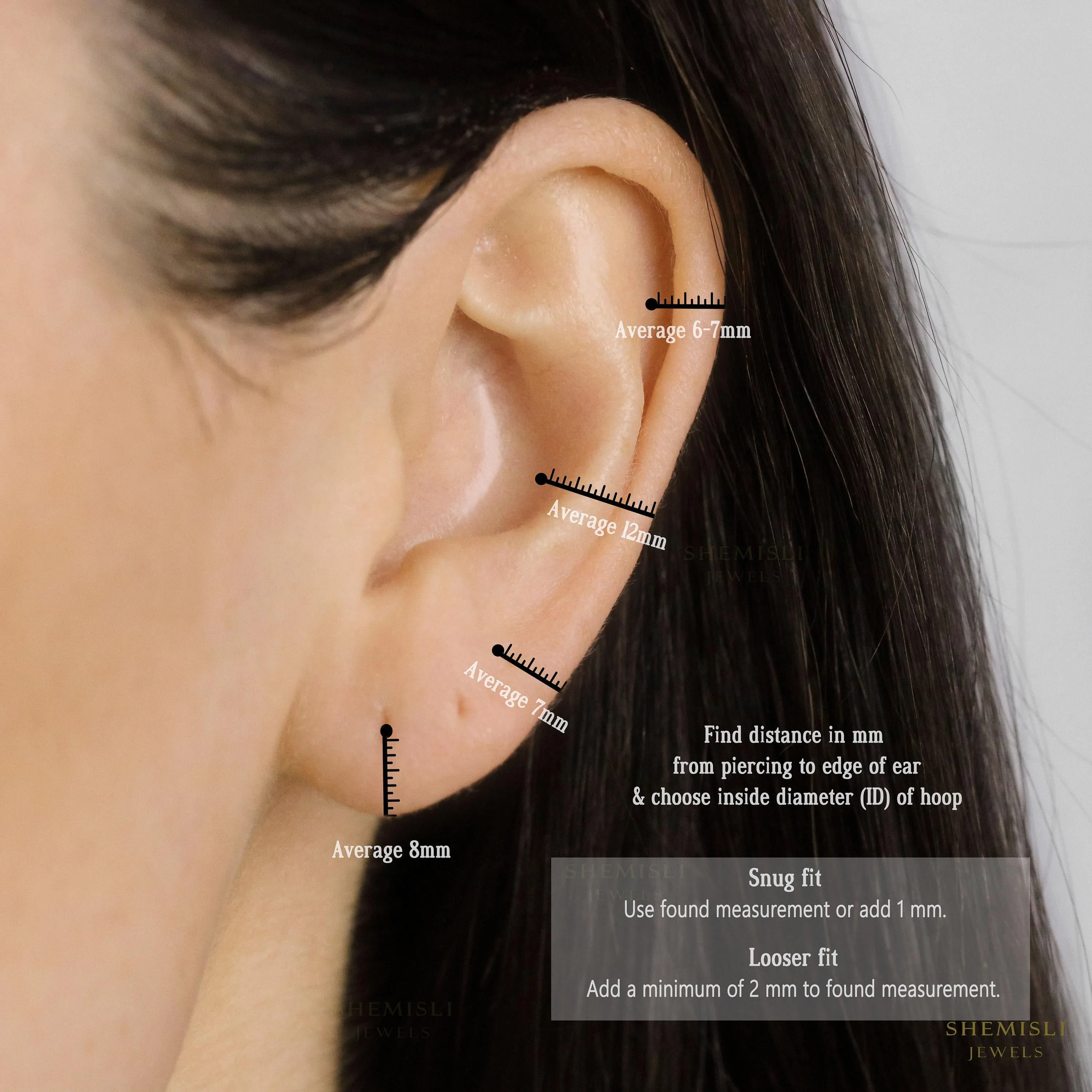 Double Hoop Earring - Only 1 Piercing needed, Unisex, Gold, Silver SHEMISLI - SH121 NOBKG LR
