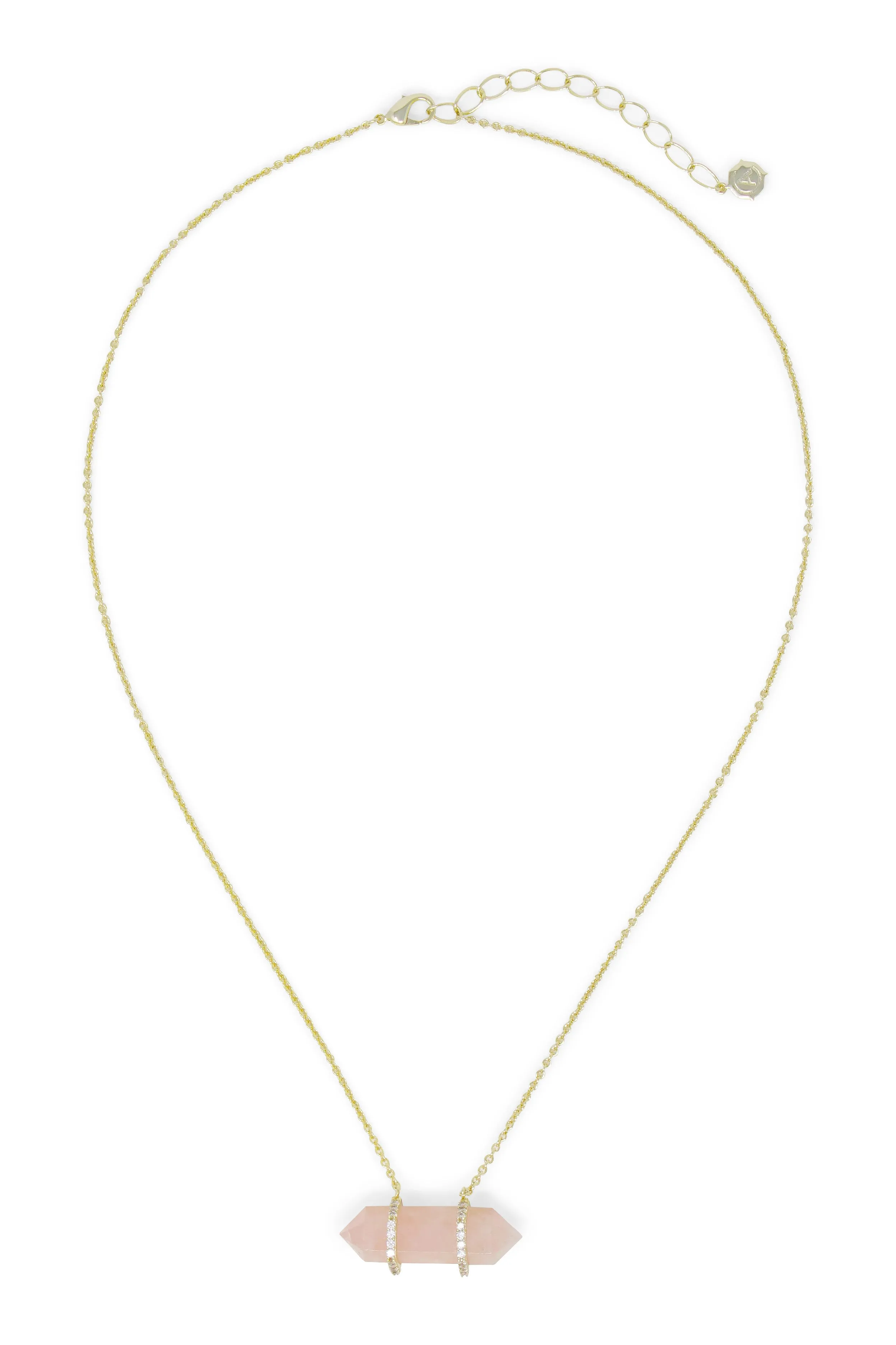 Double Point Necklace in Rose Quartz