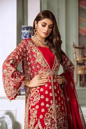 Eid Outfit with Embroidery in Rose Red Color #Z1003