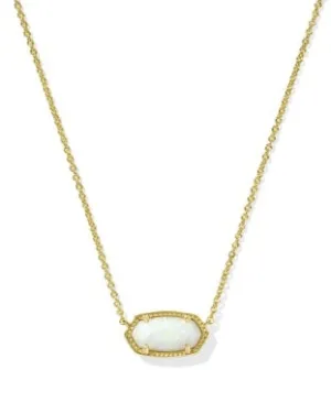 Elisa Short Pendant Necklace In Gold Light Yellow Kyocera Opal