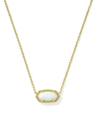 Elisa Short Pendant Necklace In Gold Light Yellow Kyocera Opal