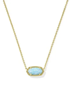 Elisa Short Pendant Necklace In Gold Teal Kyocera Opal