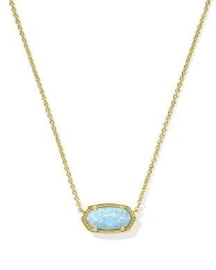 Elisa Short Pendant Necklace In Gold Teal Kyocera Opal