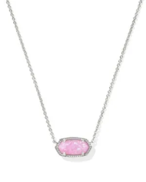 Elisa Short Pendant Necklace In Silver Carnation Kyocera Opal