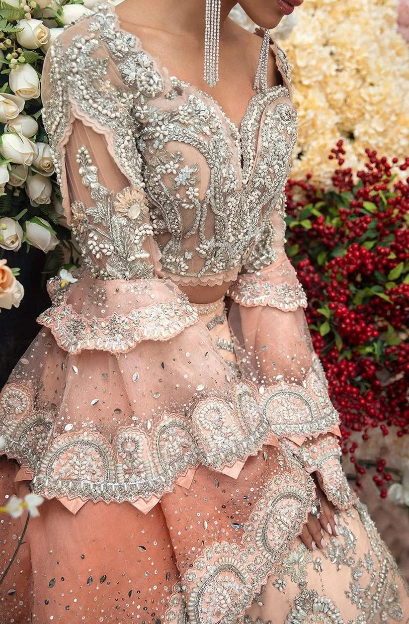 Embellished Dark Peach Lehenga for Indian Bridal Wear