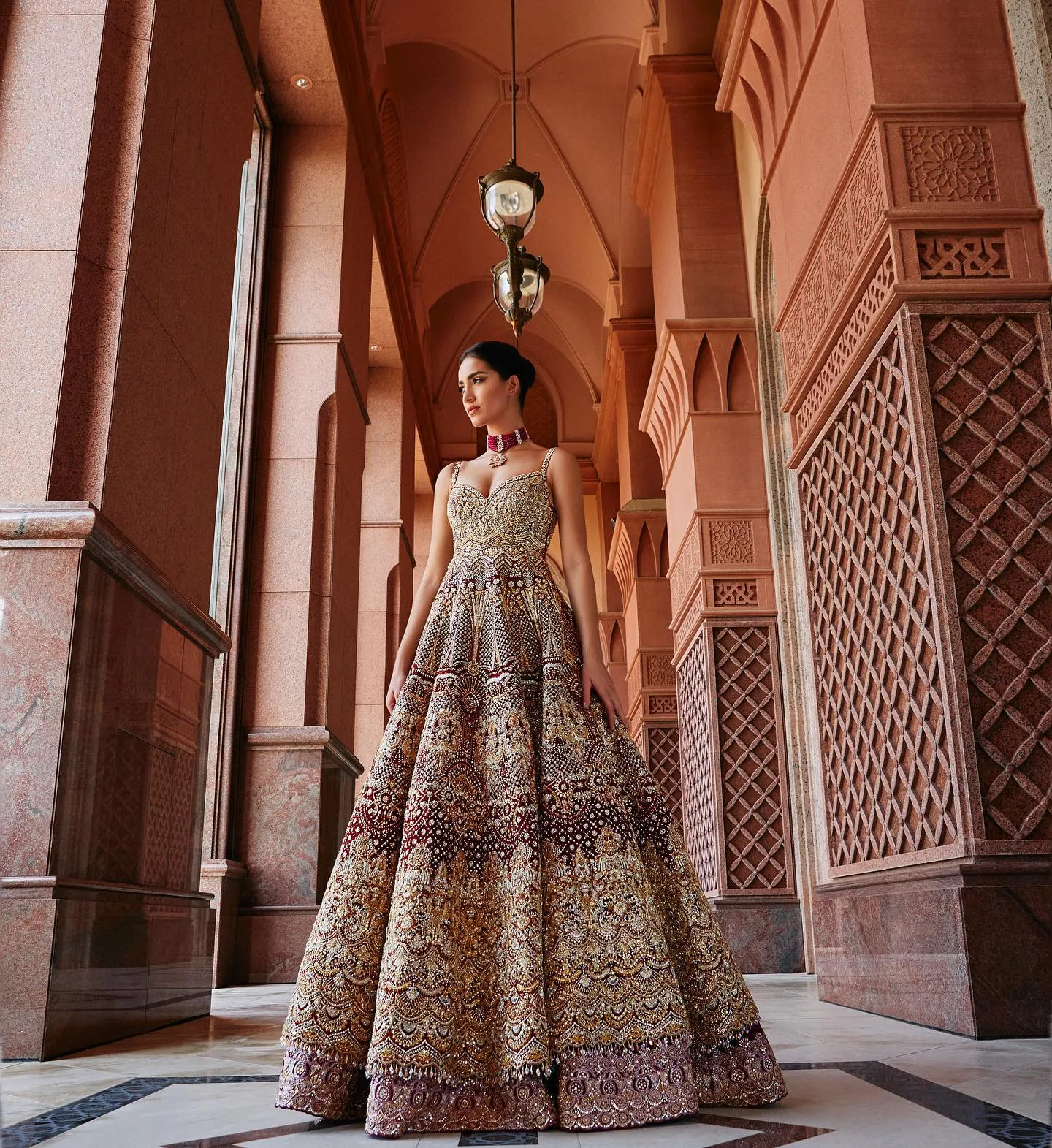 Embellished Red Indian Bridal Lehenga Dress #BN1136