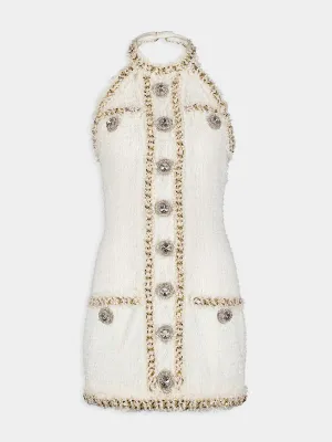 Embellished Tweed Mini Dress