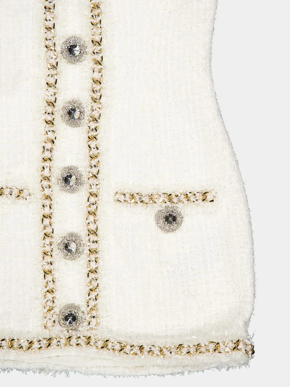 Embellished Tweed Mini Dress