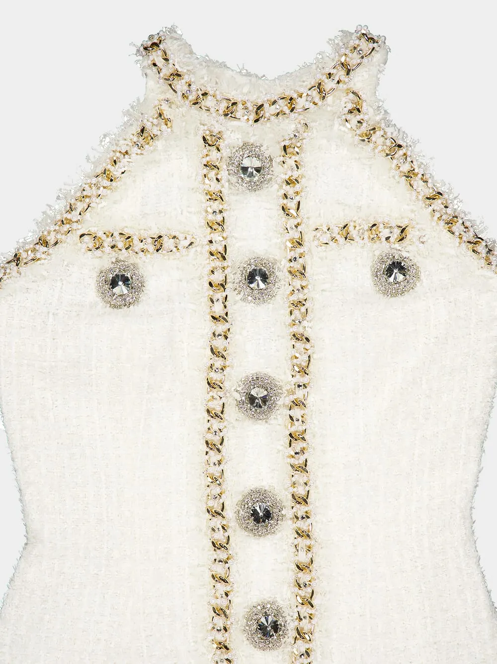 Embellished Tweed Mini Dress