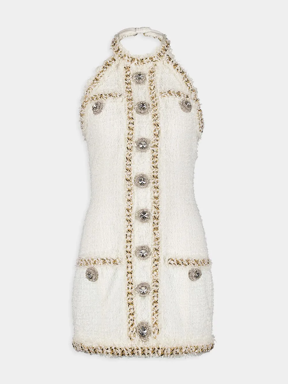 Embellished Tweed Mini Dress