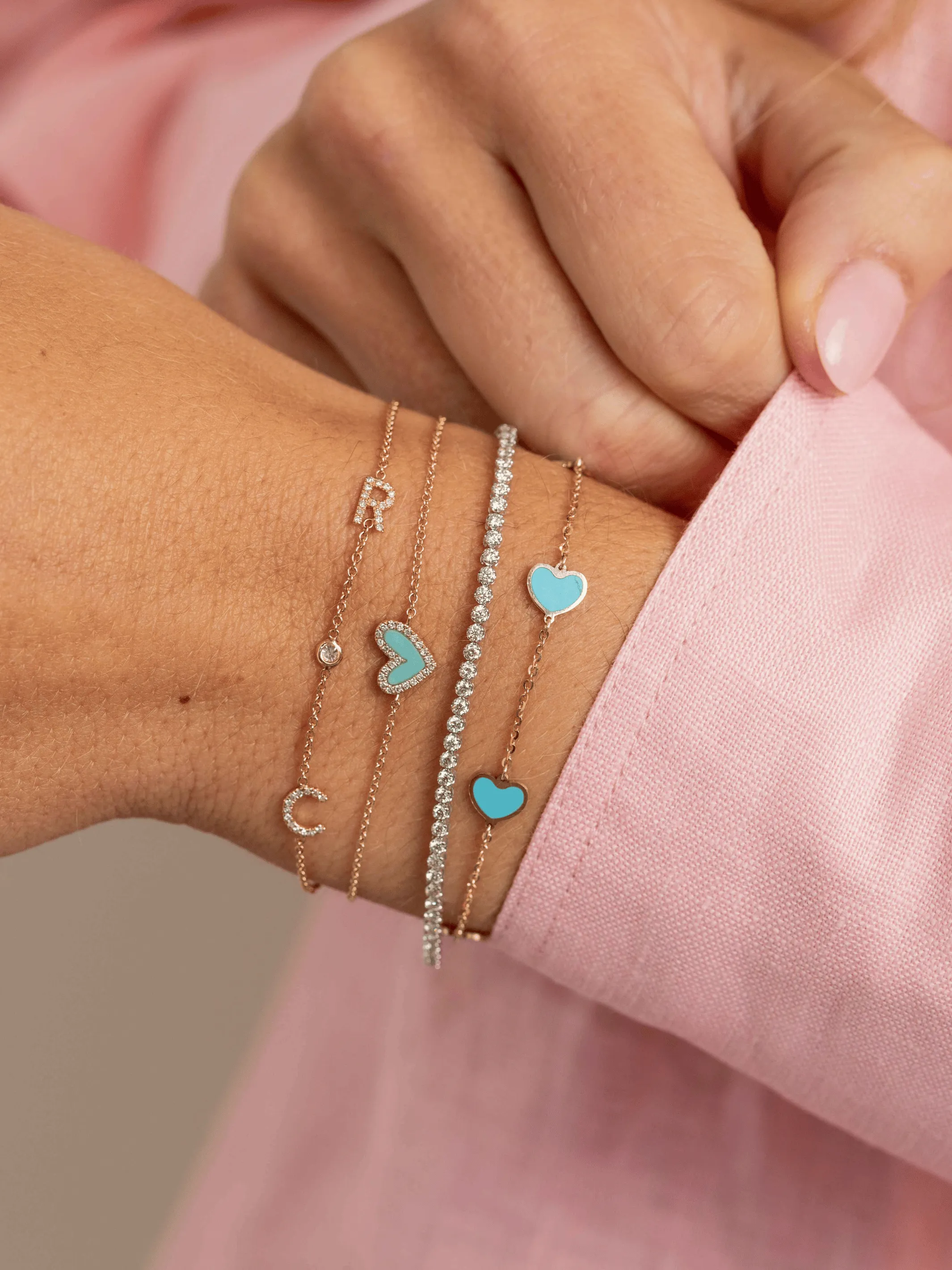 Endless Heart Turquoise Bracelet 14K