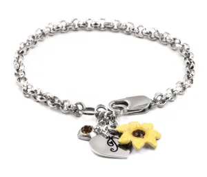 Engraved Sunflower Bracelet with Personalized Initial