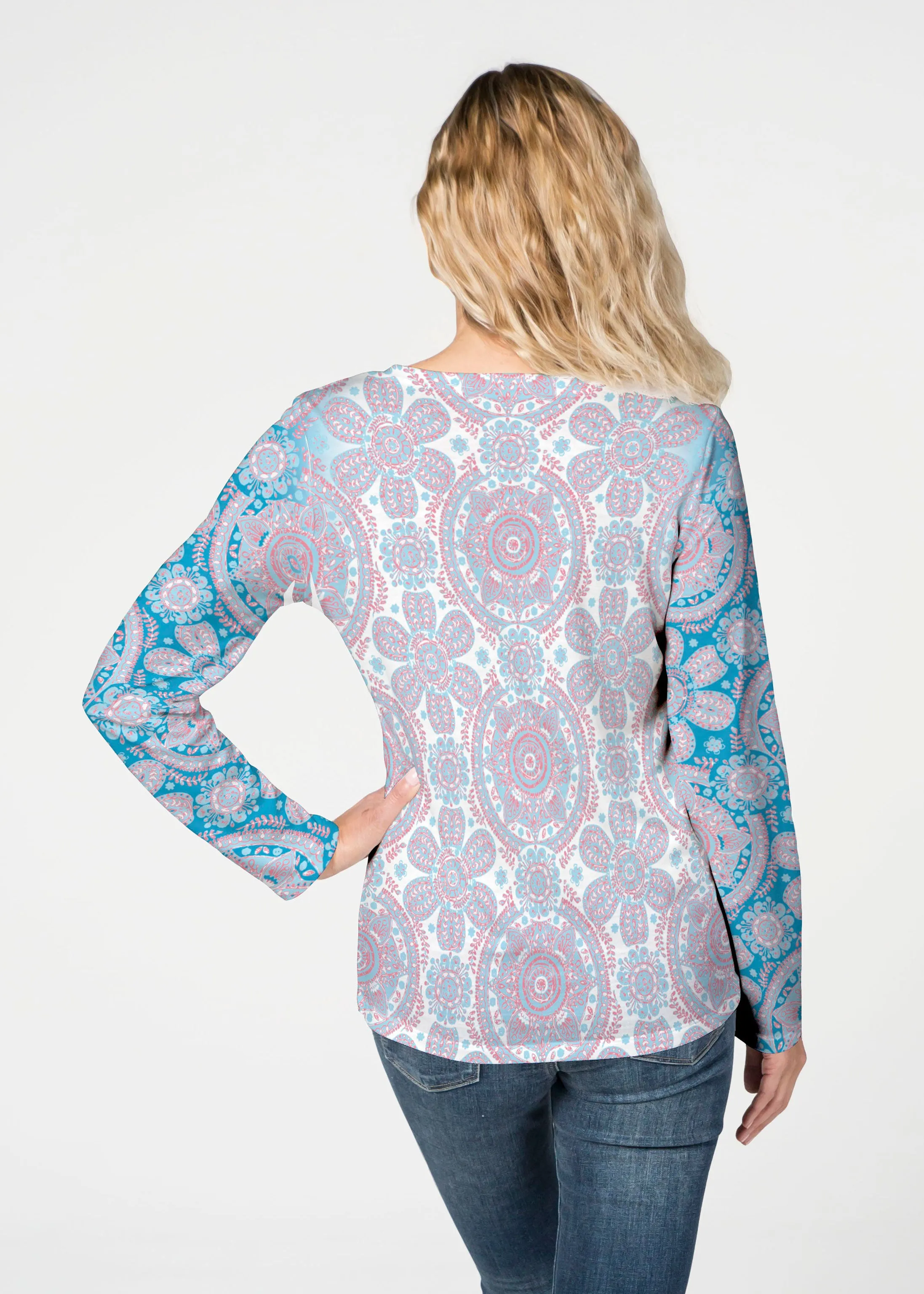 Etched Mod Blue (8033) ~ French Terry V-neck Top