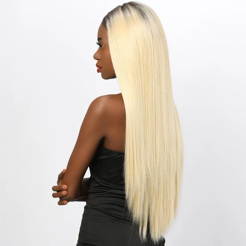 Fake Scalp Synthetic Full Lace Straight Wig Two Tone 2T613#