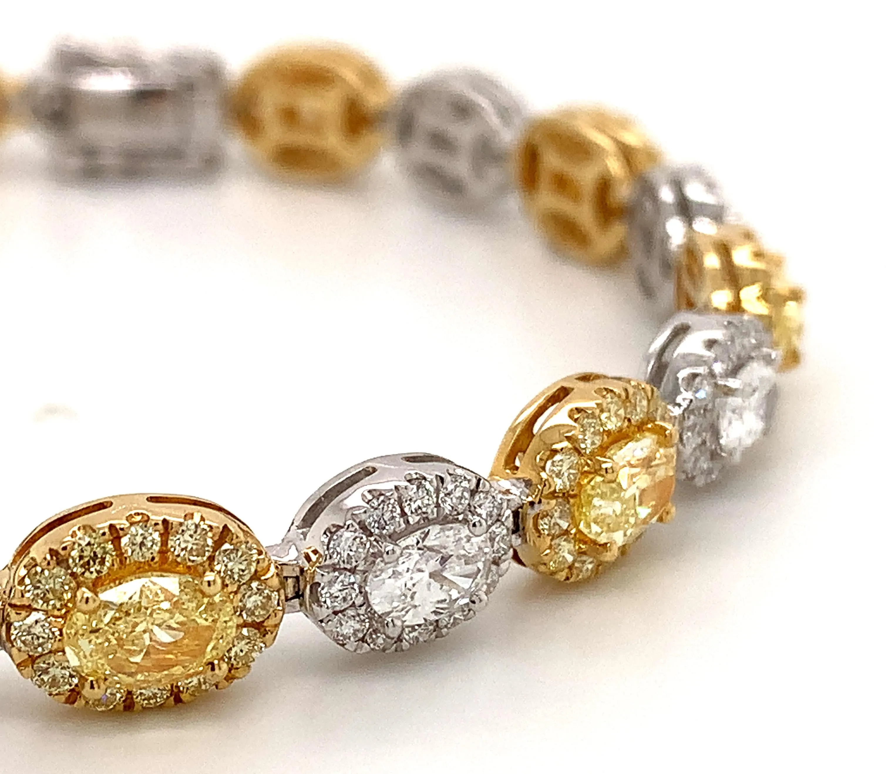 Fancy Yellow and White Diamond Statement Bracelet 9.10ctw