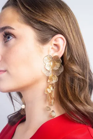 Fashion Gold Metal Petal Earrings