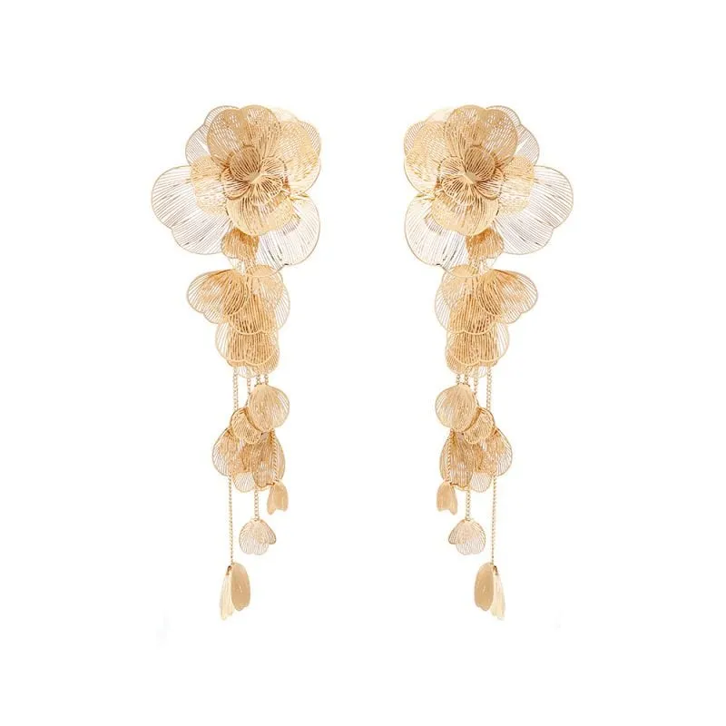 Fashion Gold Metal Petal Earrings