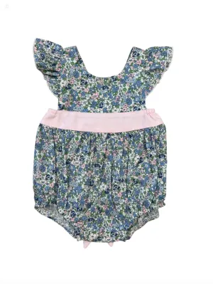 Floral Print Bow Back Bubble - Blue/Pink