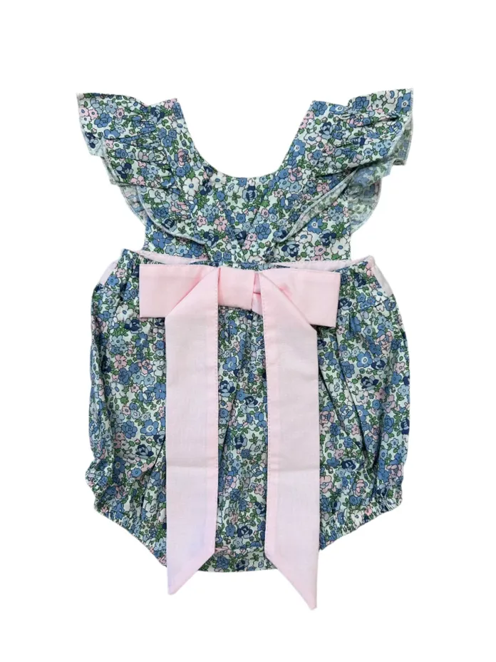 Floral Print Bow Back Bubble - Blue/Pink