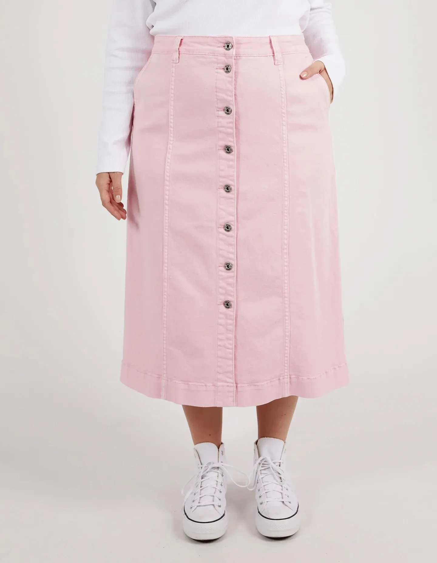 Florence Button Thru Skirt - Splendid Pink