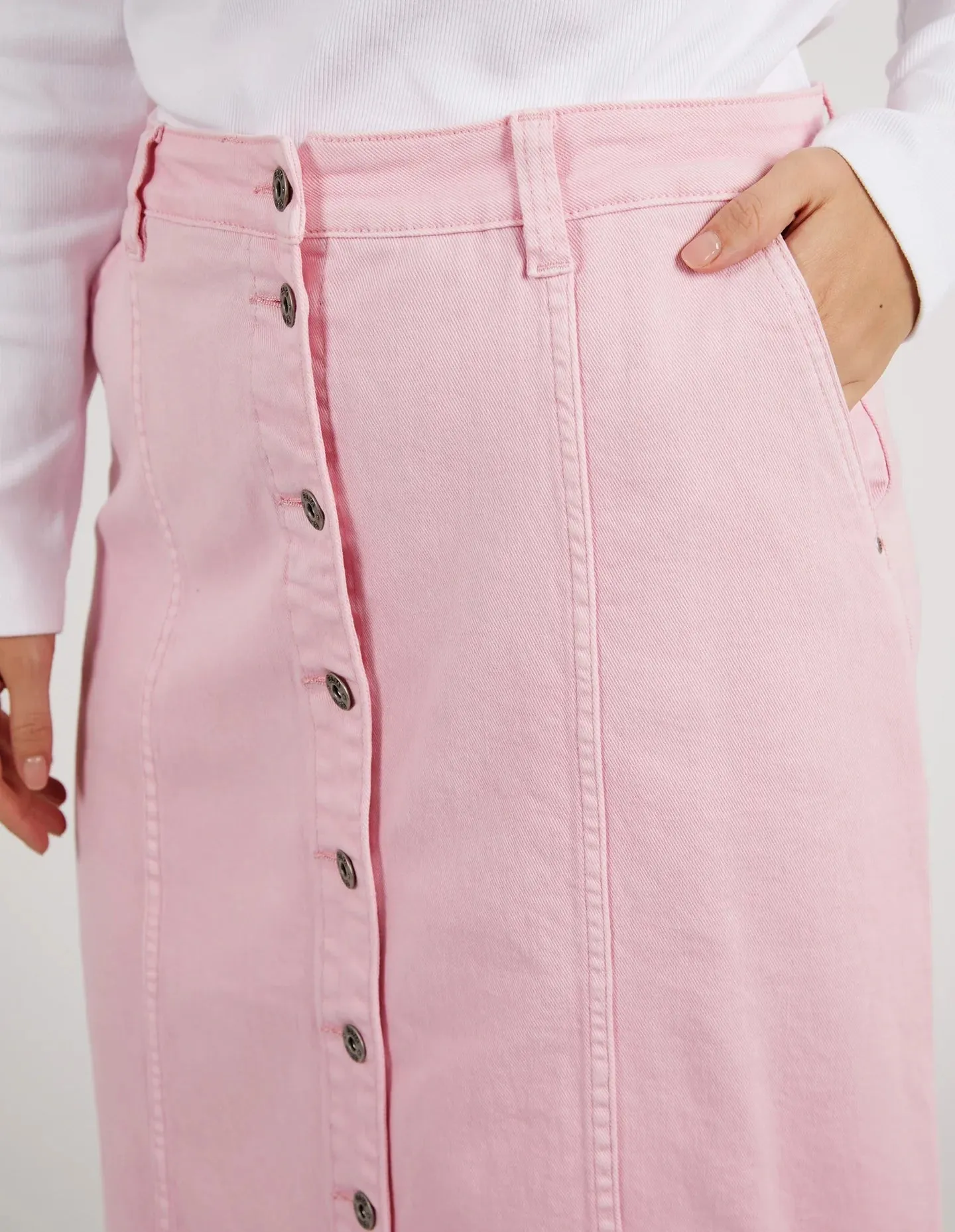 Florence Button Thru Skirt - Splendid Pink