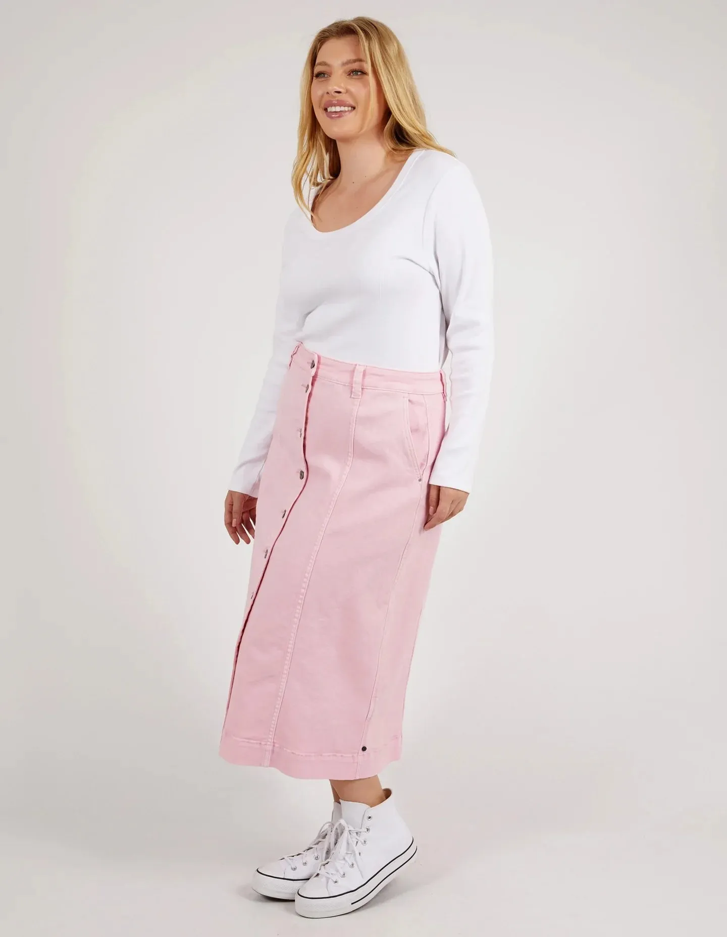 Florence Button Thru Skirt - Splendid Pink