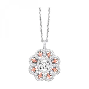 Flower Pendant in Sterling Silver with CZ
