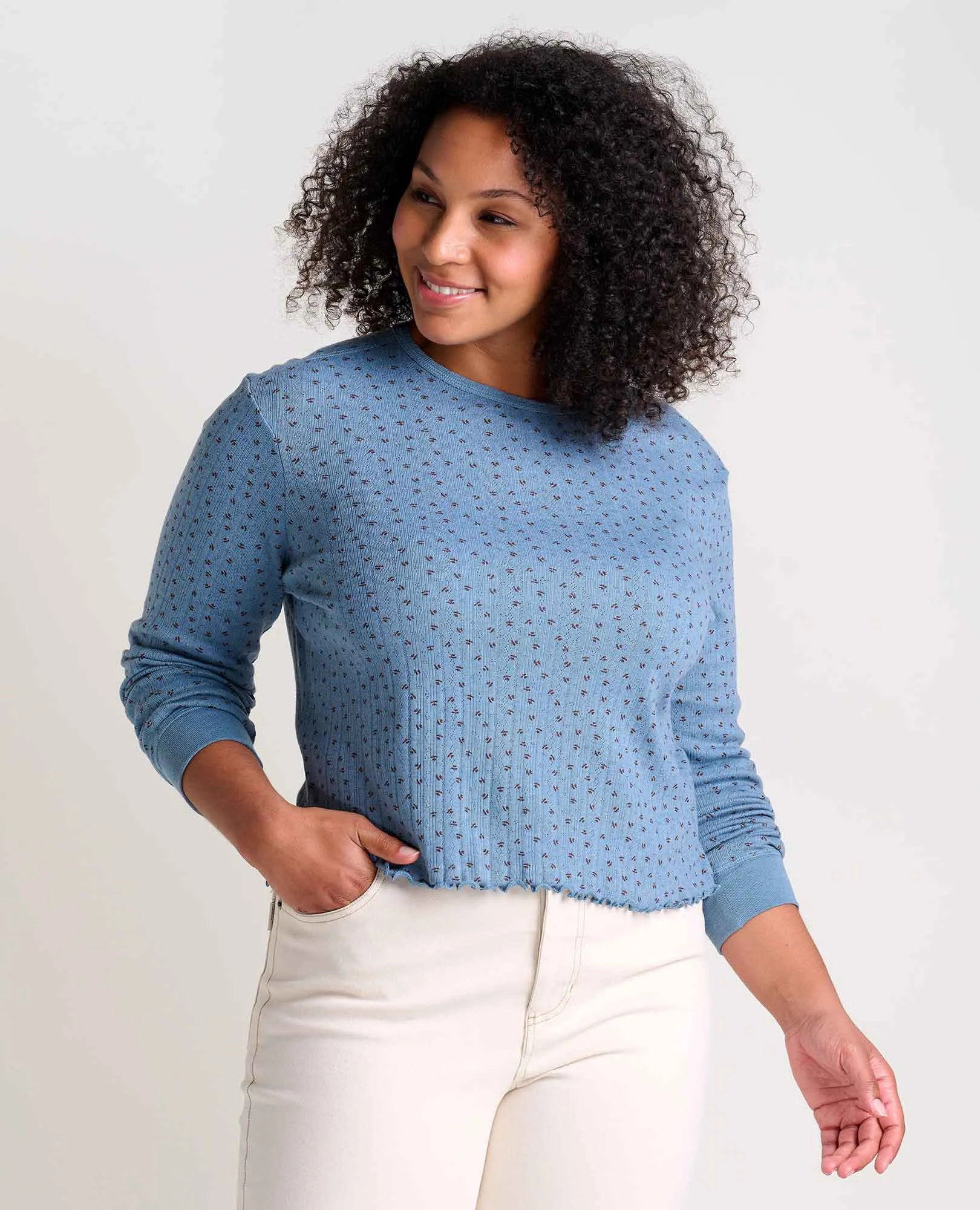 Foothill Pointelle Long Sleeve Crew