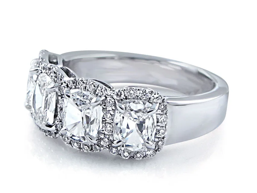 Four Stone Cushion Cut 2.12ct tw Diamond Anniversary Ring
