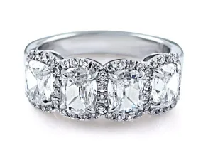 Four Stone Cushion Cut 2.12ct tw Diamond Anniversary Ring